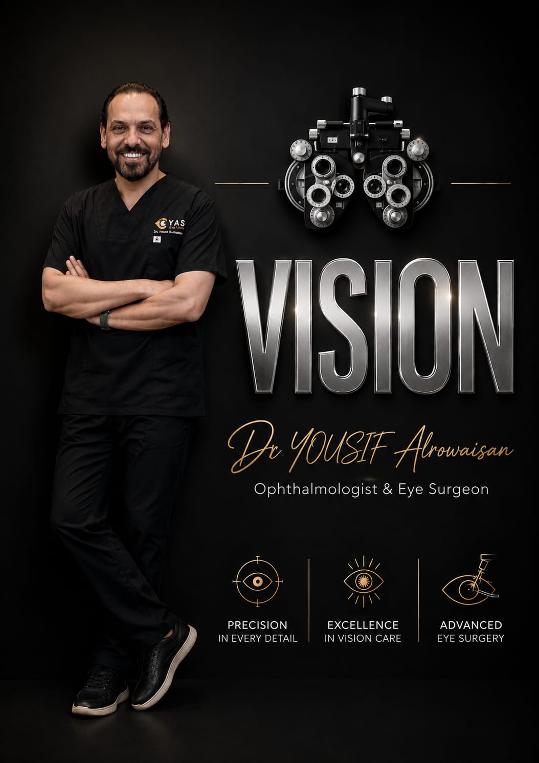 ملصق VISION للدكتور يوسف الرويسن في عيادة ياس للعيون